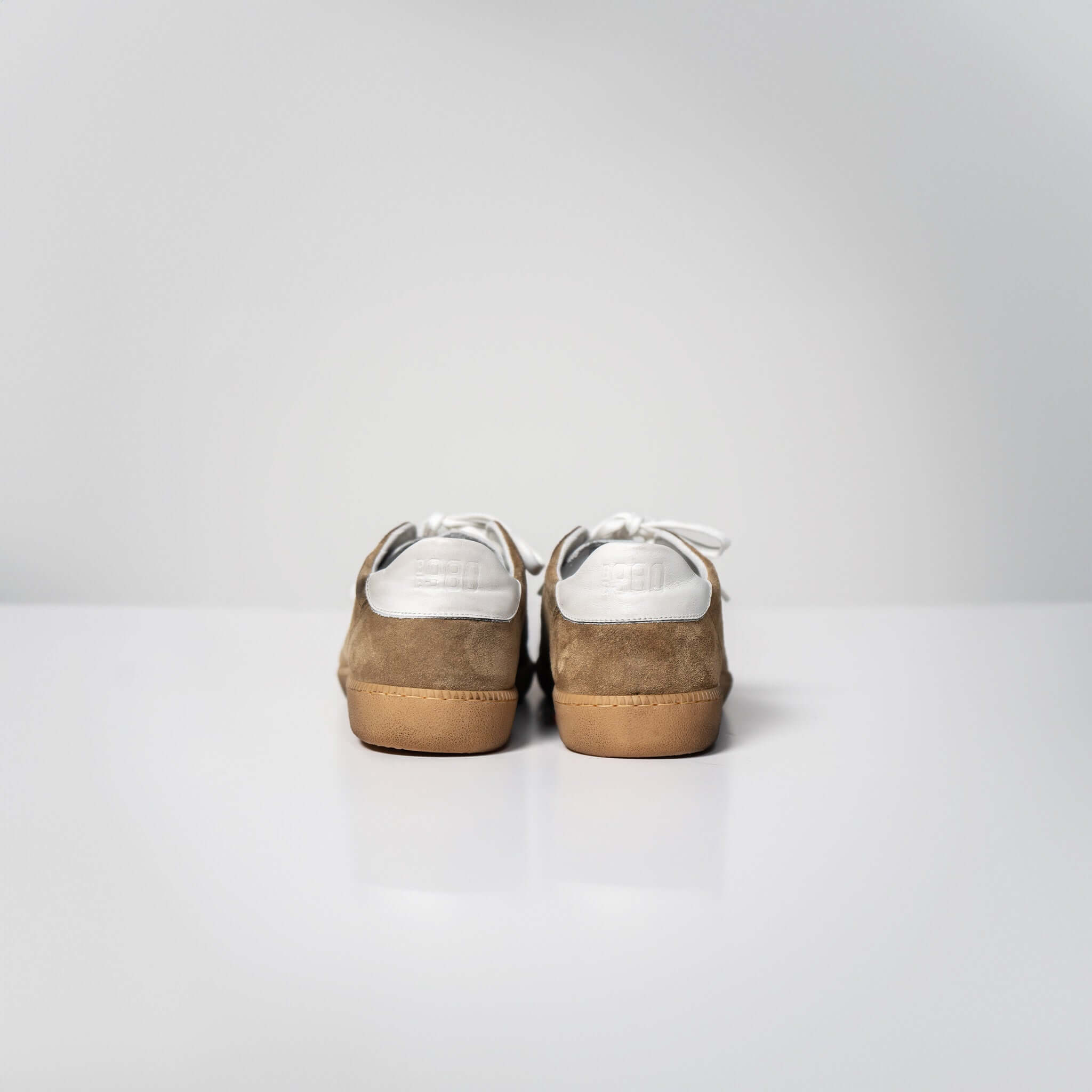 Back view of Harvard Suede sneakers made in Italy, featuring a raised insole and Italian rubber sole for comfort and style.